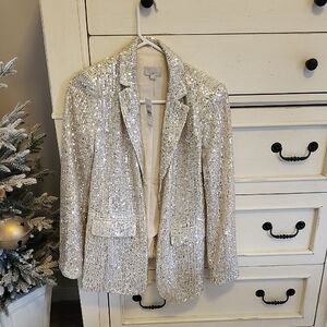 LOFT Silver Sequin Blazer